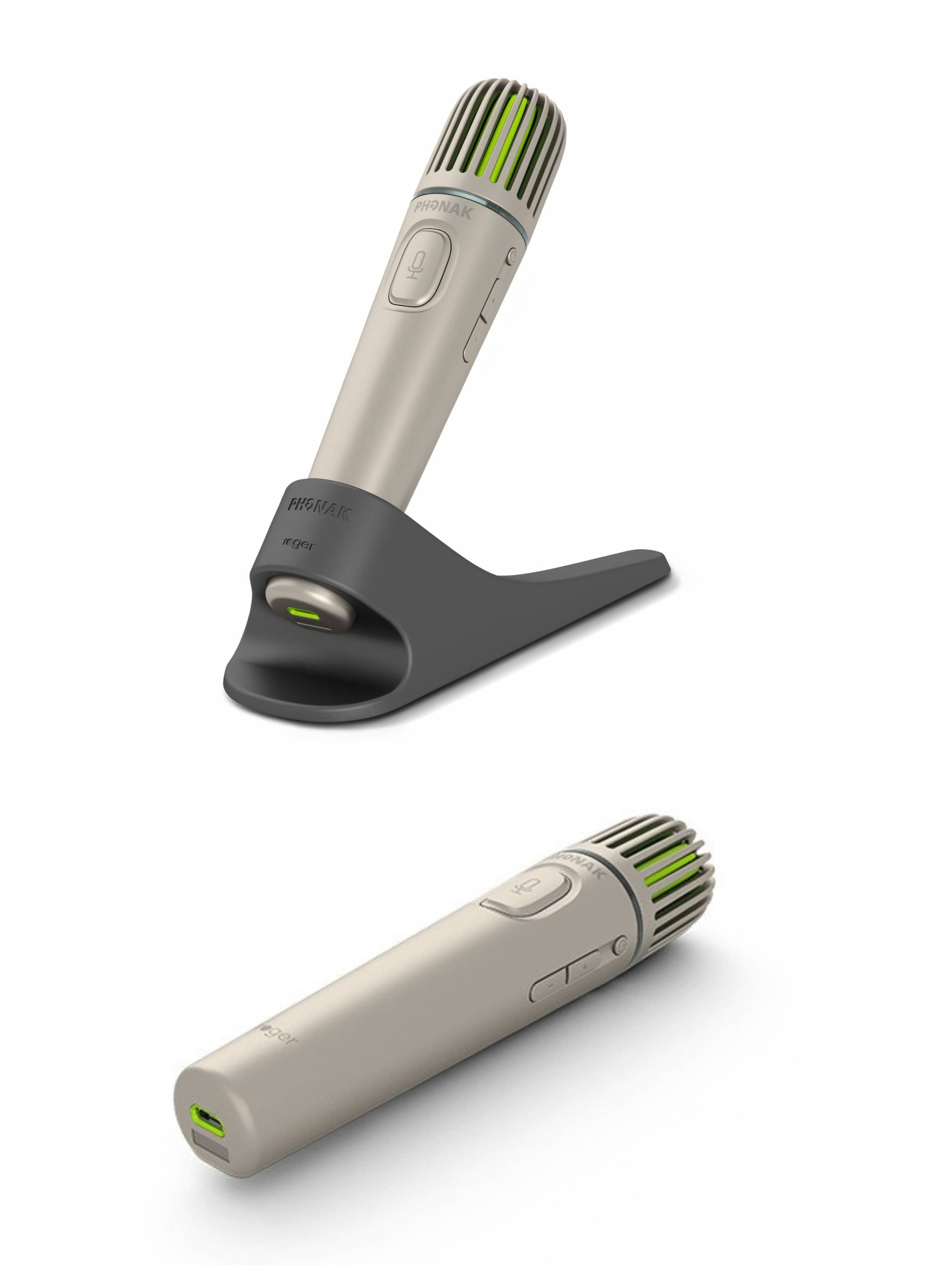 PHONAK ROGER PASS AROUND MICROPHONEs in stand and lying down
